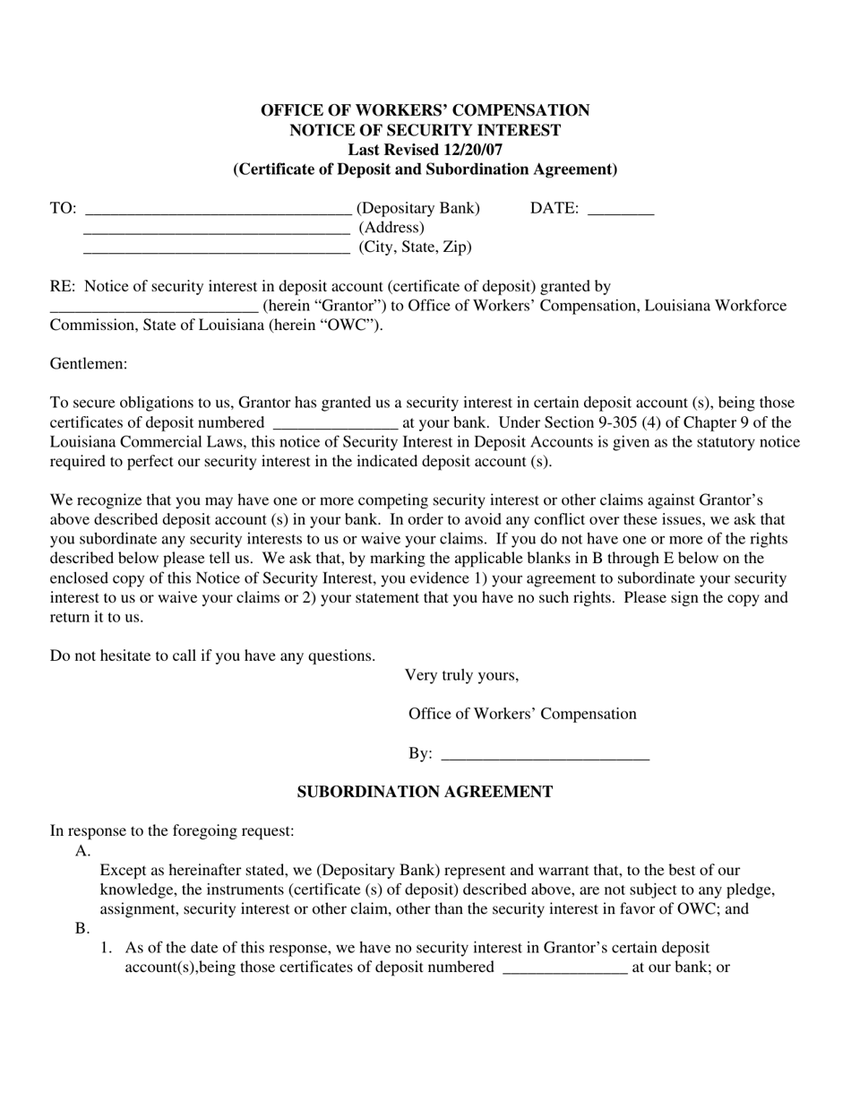 Security Agreement for Certificate of Deposit - Louisiana, Page 7