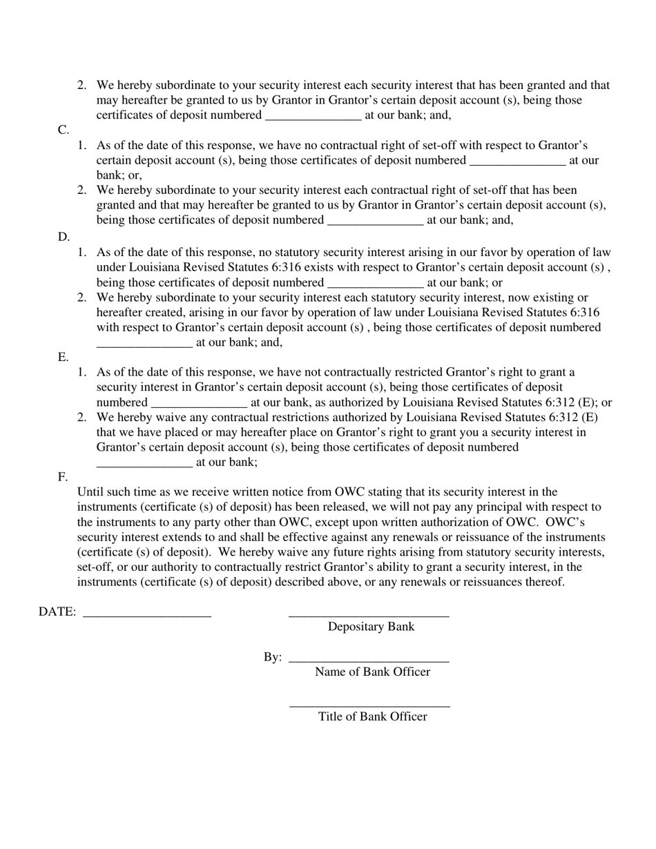 Security Agreement for Certificate of Deposit - Louisiana, Page 8