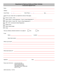 Document preview: Form HSMV-94250 Consumer Appeal Form - Florida