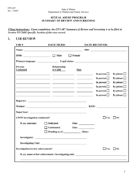 Form CFS687 Sexual Abuse Program Summary of Review and Screening - Illinois