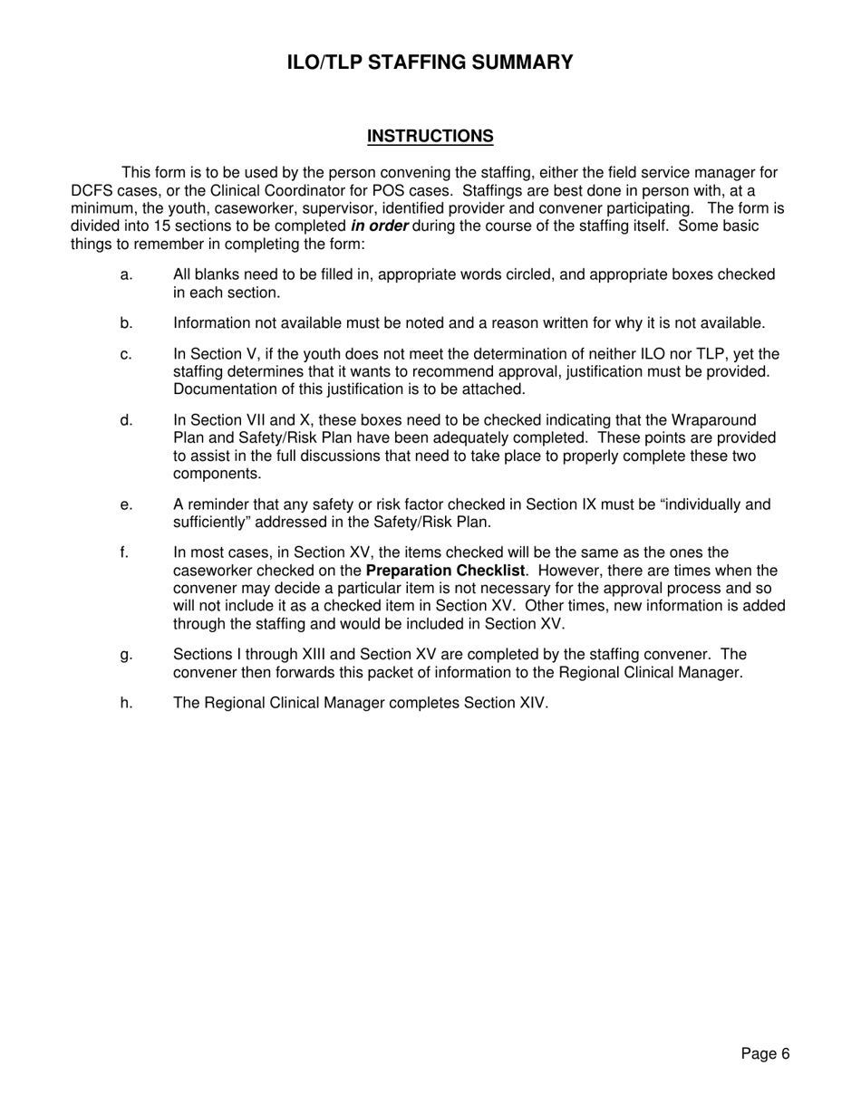 Form CFS968-62D Ilo / Tlp Staffing Summary - Illinois, Page 6