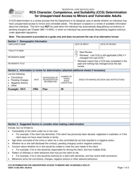 Document preview: DSHS Form 15-456 Rcs Character, Competence, and Suitability (Ccs) Determination for Unsupervised Access to Minors and Vulnerable Adults - Washington