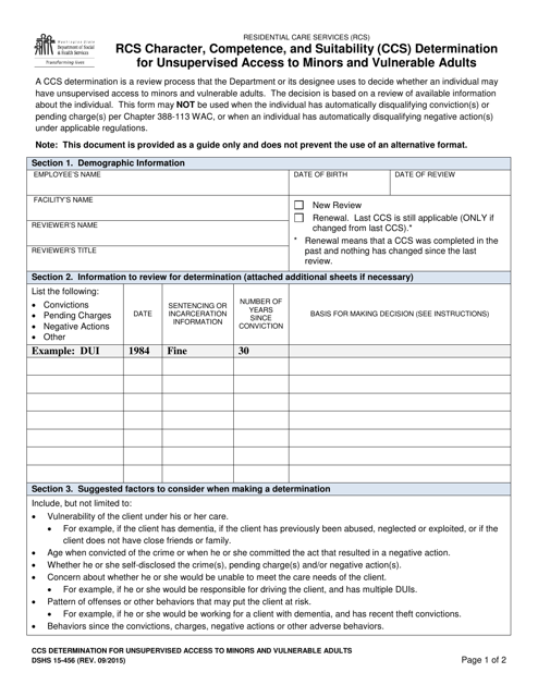 DSHS Form 15-456  Printable Pdf