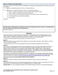 DSHS Form 15-456 Rcs Character, Competence, and Suitability (Ccs) Determination for Unsupervised Access to Minors and Vulnerable Adults - Washington, Page 2