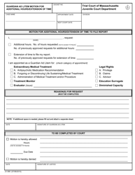 Form JV-069 &quot;Guardian Ad Litem Motion for Additional Hours/Extension of Time&quot; - Massachusetts