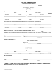 Form JV-021 Appointment of Agent (Sealed) - Massachusetts