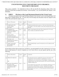 Document preview: Form 2F-P-422 Uncontested Civil Union Divorce (W/O Children) Document Checklist - Hawaii