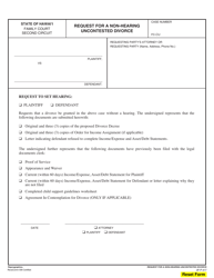 Document preview: Form 2F-P-417 Request for a Non-hearing Uncontested Divorce - Hawaii