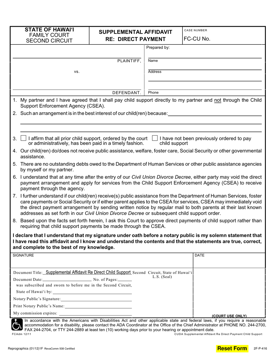 Form 2F-P-416 Download Fillable PDF Or Fill Online Supplemental ...