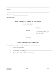 Form 2F-P-363 Answer to Complaint for Divorce - Hawaii