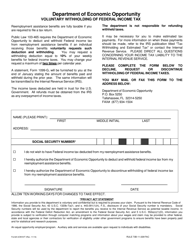 Form UCW4VT &quot;Voluntary Withholding of Federal Income Tax&quot; - Florida