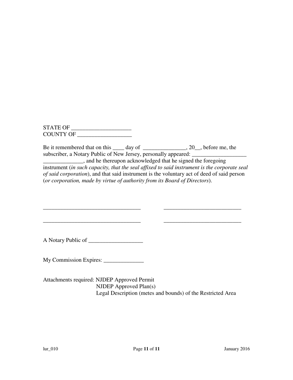 Grant of Conservation Restriction / Easement (Dune Area and / or Adjacent Beach Area) - New Jersey, Page 11