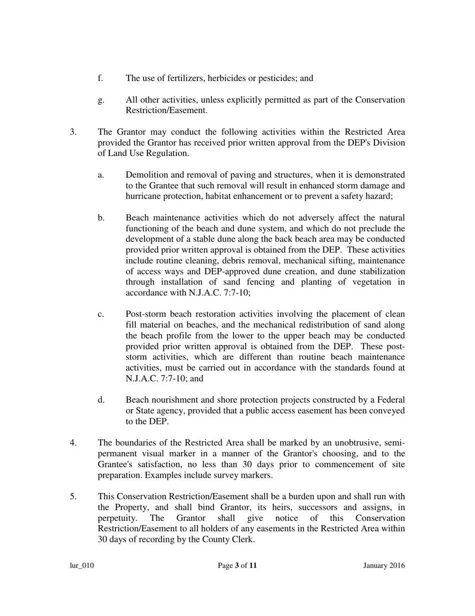 Grant of Conservation Restriction / Easement (Dune Area and / or Adjacent Beach Area) - New Jersey, Page 3