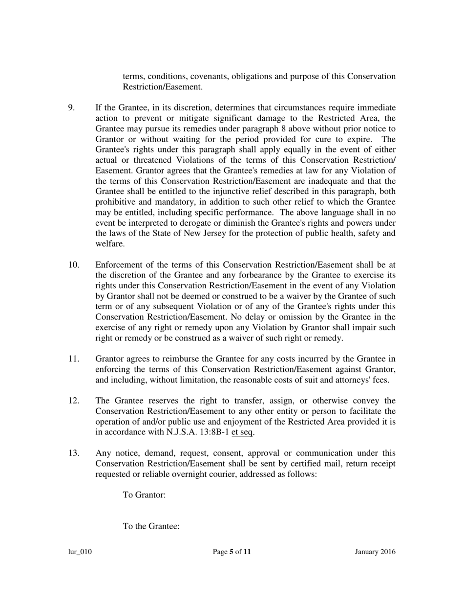 Grant of Conservation Restriction / Easement (Dune Area and / or Adjacent Beach Area) - New Jersey, Page 5