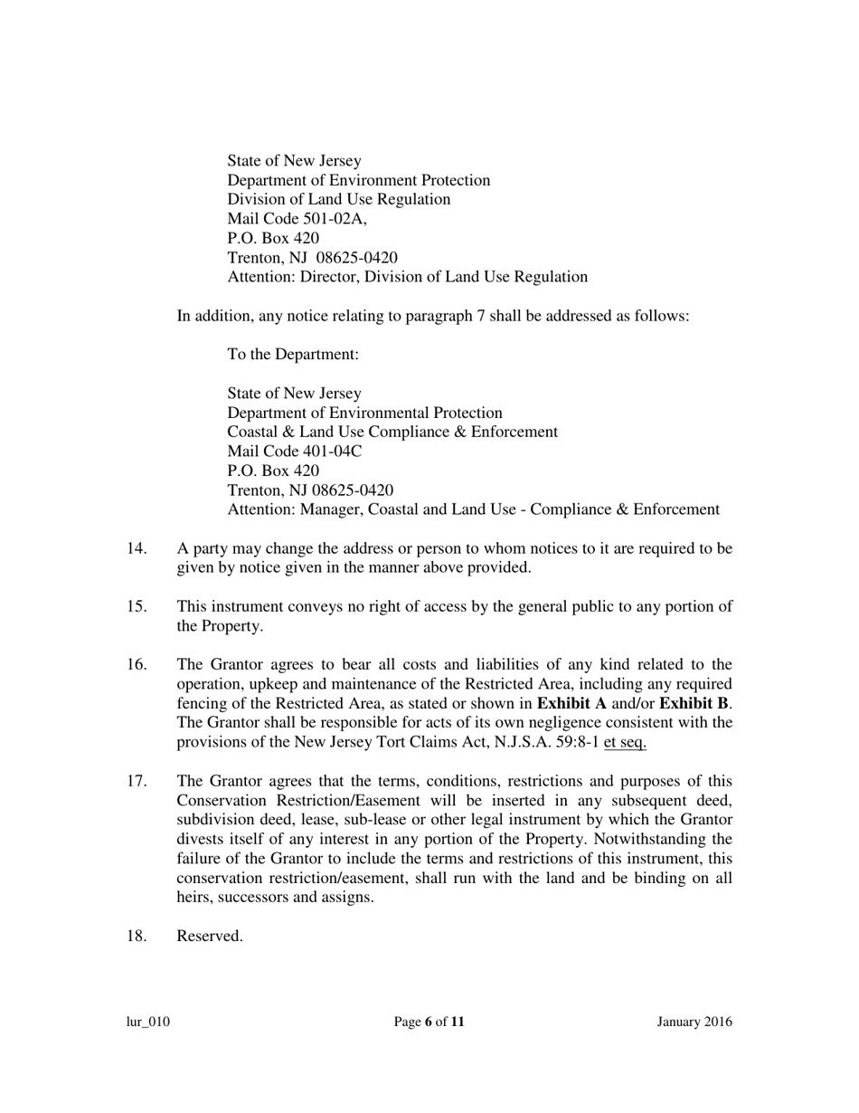 Grant of Conservation Restriction / Easement (Dune Area and / or Adjacent Beach Area) - New Jersey, Page 6