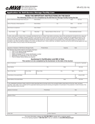 Document preview: Form VR-472 Application for Self-service Storage Facility Lien - Maryland