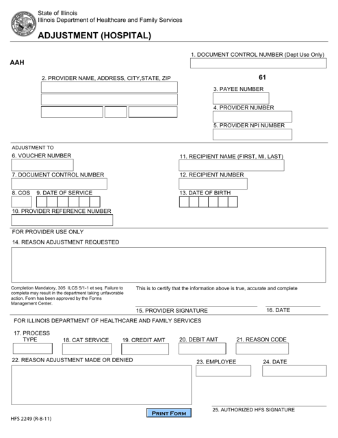 Form HFS2249 Adjustment (Hospital) - Illinois