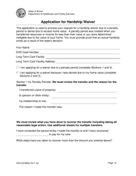 Document preview: Form HFS2378WA Application for Hardship Waiver - Illinois