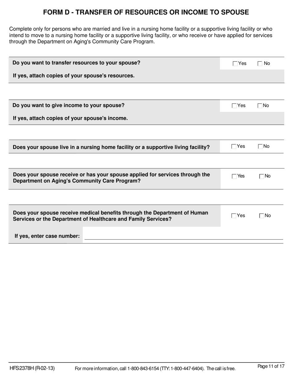 Form HFS2378H Mail-In Application for Medical Benefits - Illinois, Page 17