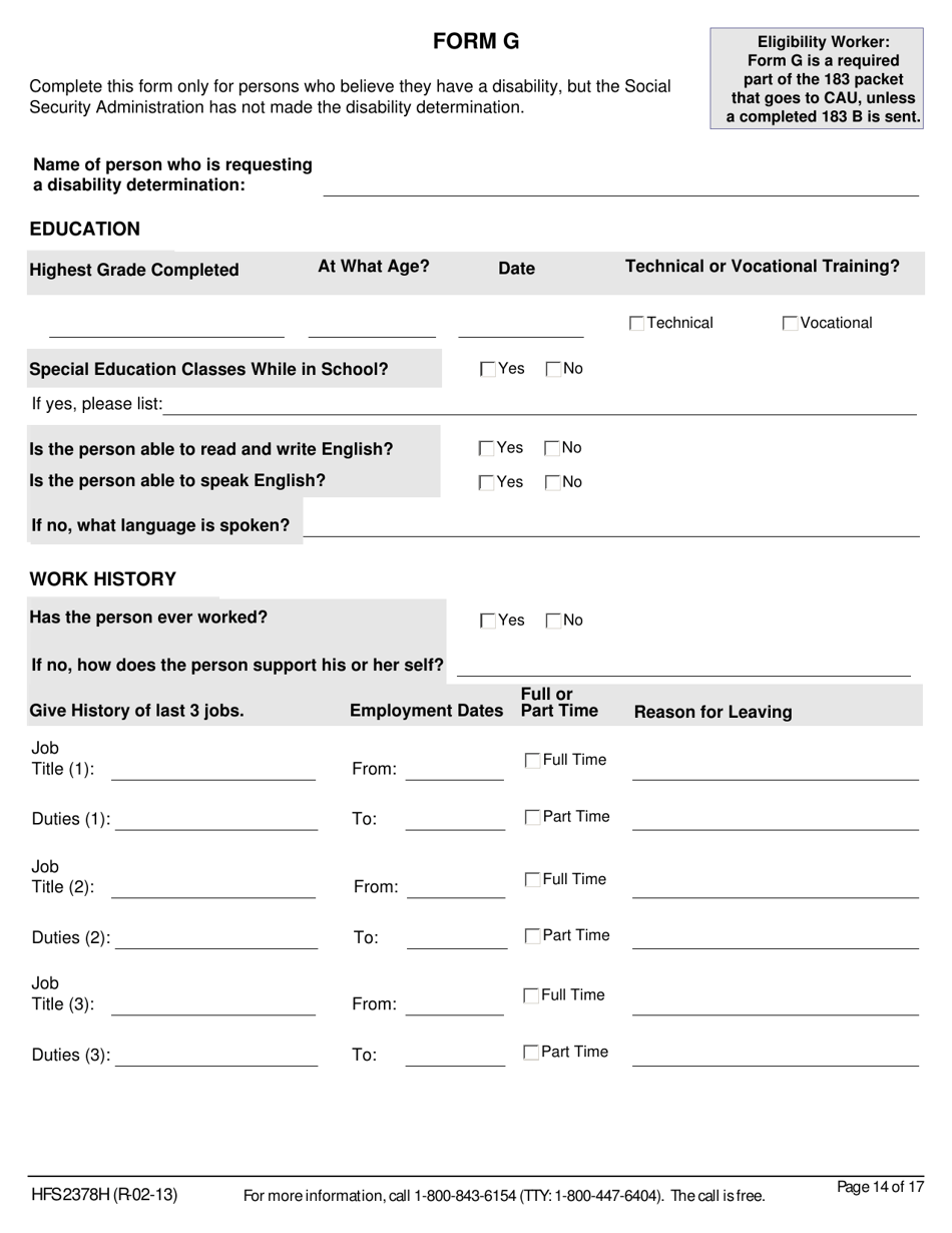 Form HFS2378H Mail-In Application for Medical Benefits - Illinois, Page 20