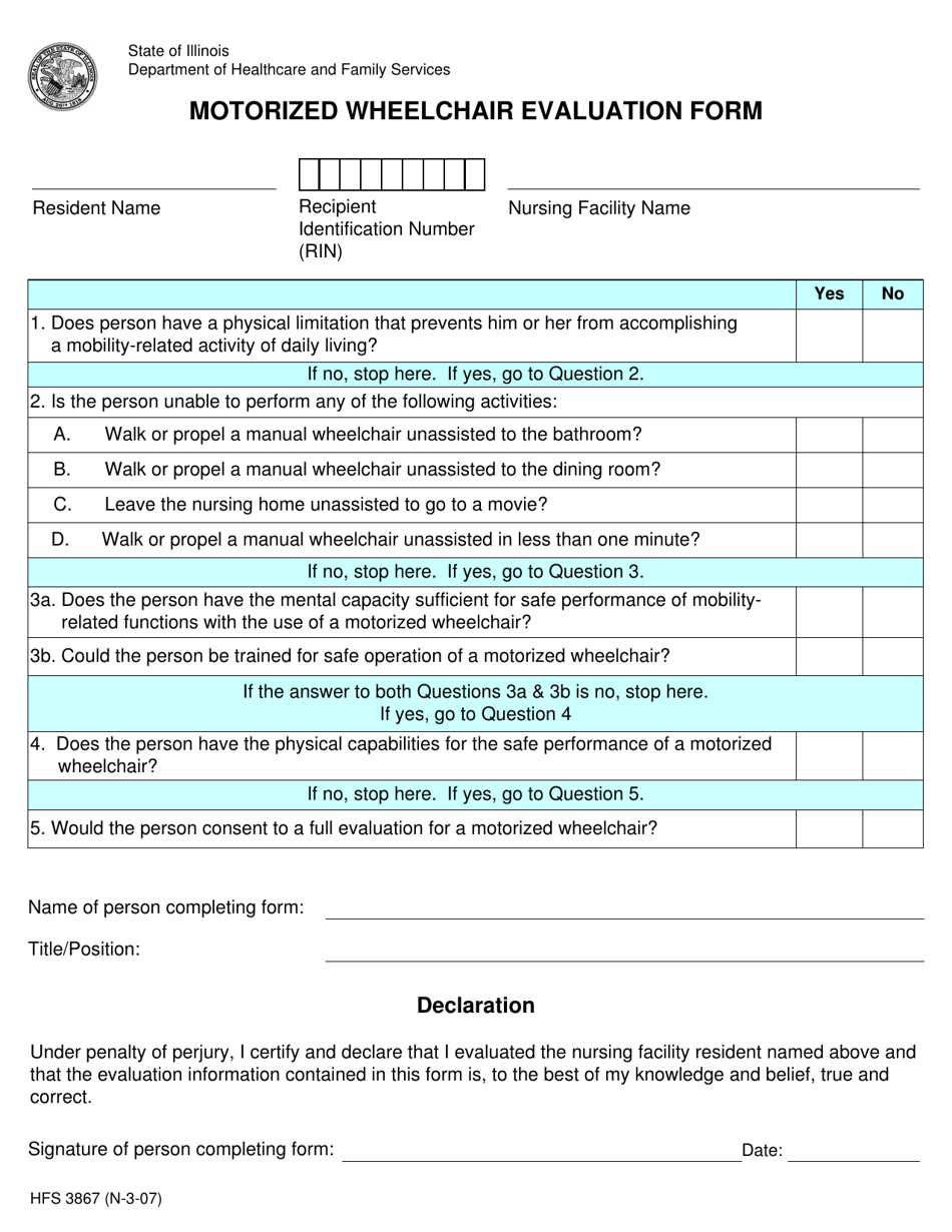 Form HFS3867 Fill Out, Sign Online and Download Fillable PDF
