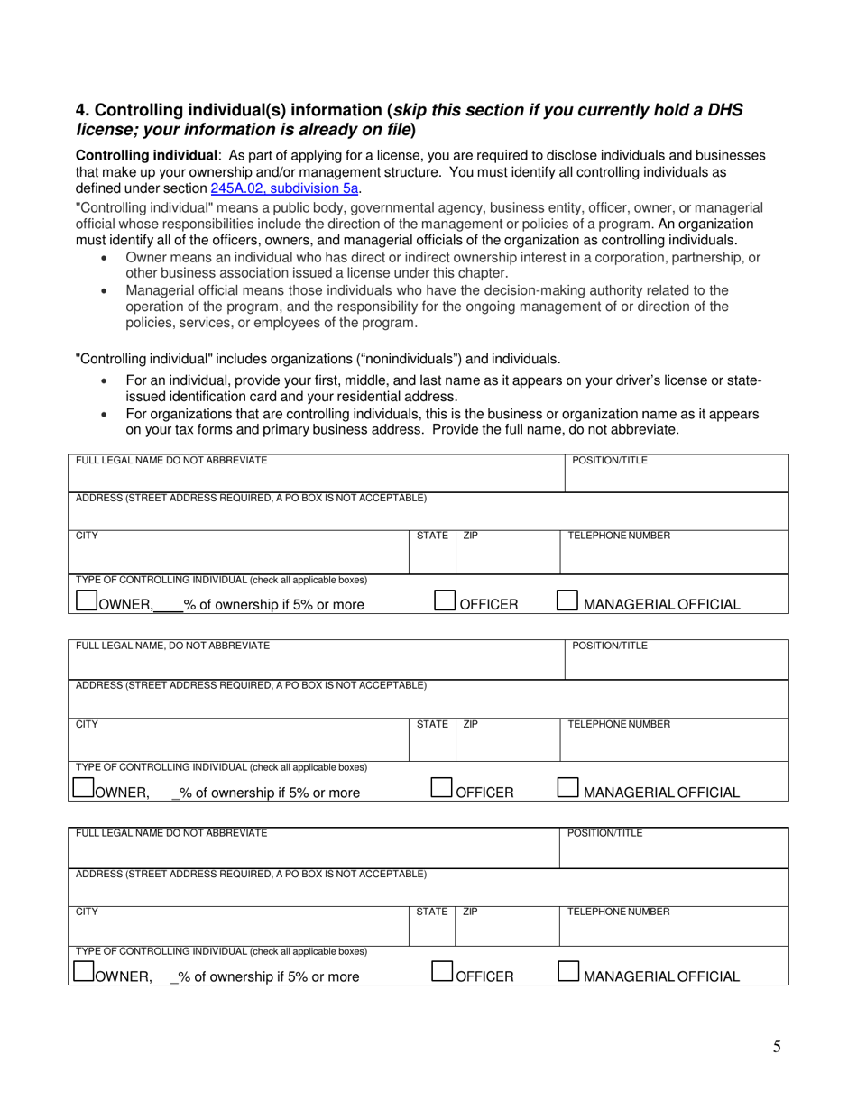 License Application - Minnesota, Page 11