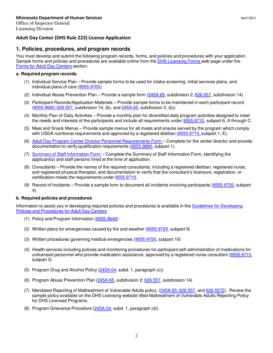 License Application - Minnesota, Page 18