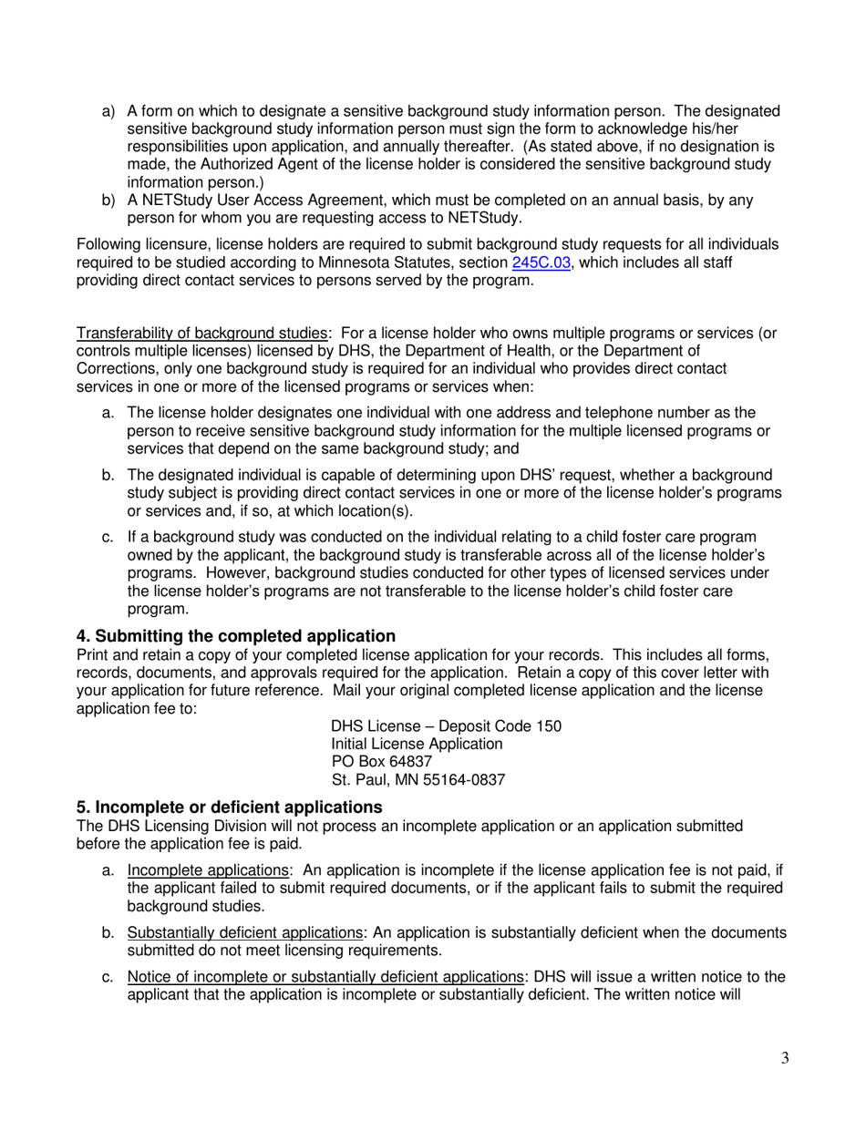 License Application - Minnesota, Page 3