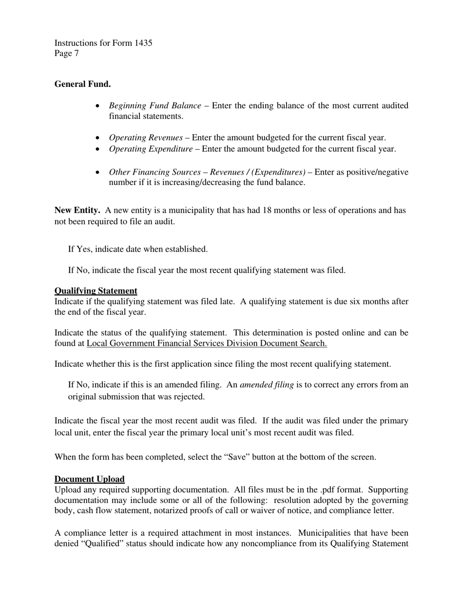 Instructions for Form 1435 Application for State Treasurers Approval to Issue Short-Term Municipal Securities - Michigan, Page 7