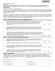 Document preview: Form 5445 Request for Recertification for Use of a Computerized Assessment Roll by a Local Unit - Michigan