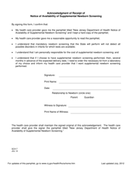Form SCH-7 Notice of Availability of Supplemental Newborn Screening - New Jersey, Page 2