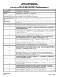 Instructions for Form EMS-24 Quarterly Report for Mobile Intensive Care Program - New Jersey