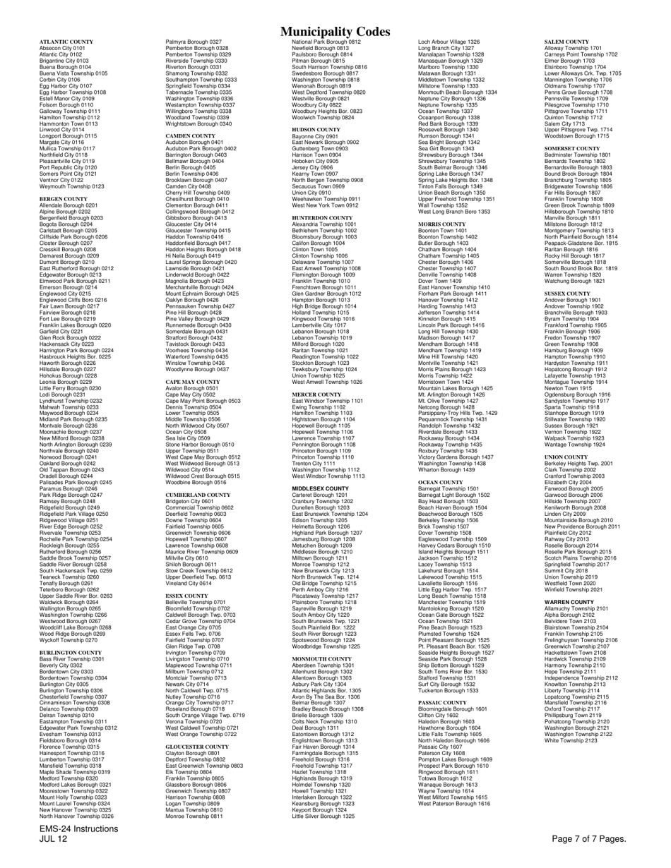 Instructions for Form EMS-24 Quarterly Report for Mobile Intensive Care Program - New Jersey, Page 7