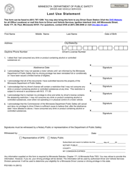 Document preview: Form PS31083-14 Last Use Statement - Minnesota