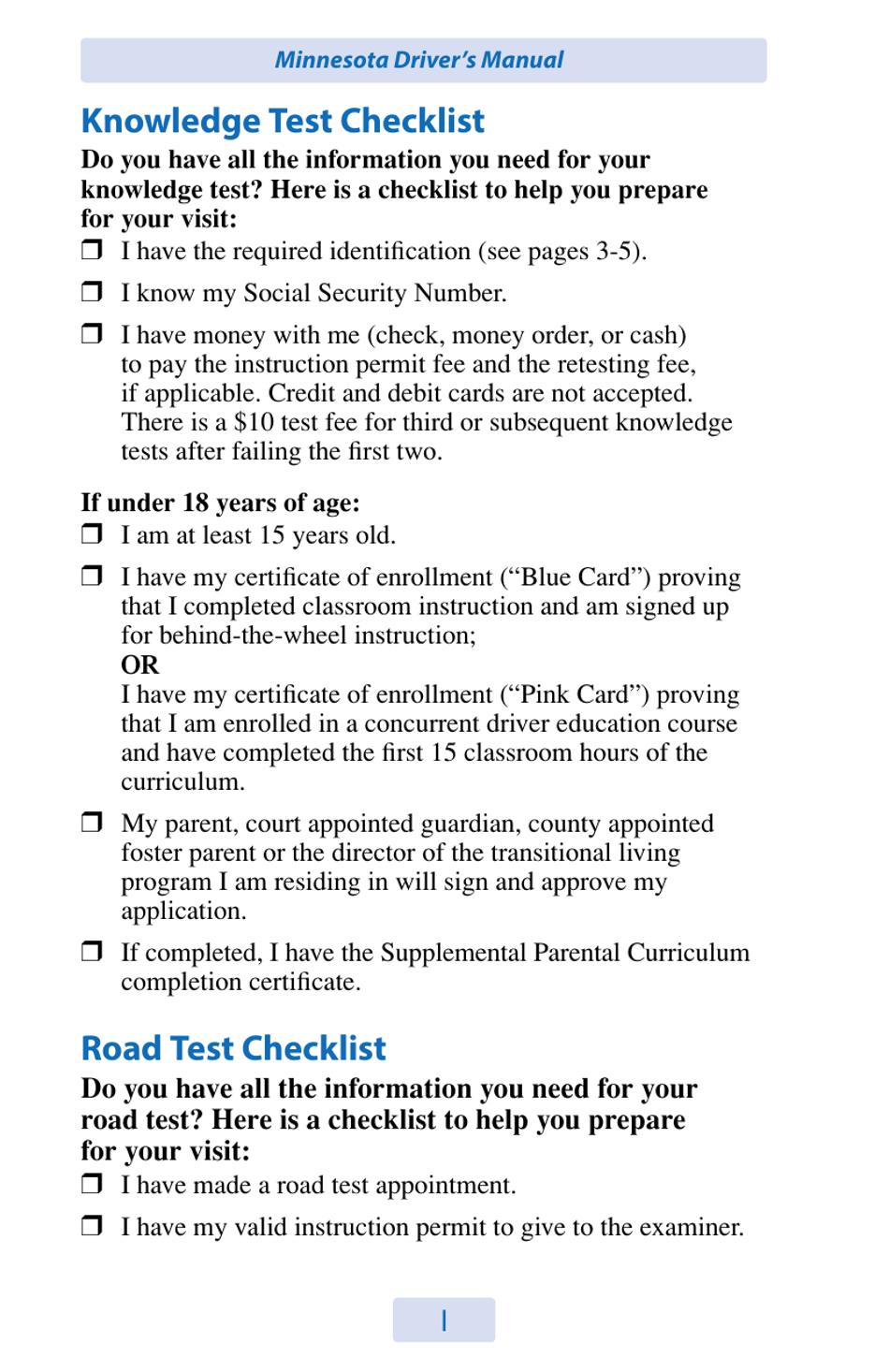 Minnesota Check List From Driver's Manual Fill Out, Sign Online and