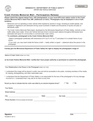 Form PS32005 Crash Victims Memorial Wall - Participation Release - Minnesota