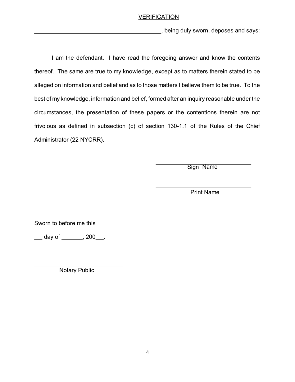 Answer Form and Verification - Queens County, New York, Page 4