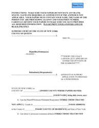 Document preview: Affidavit in Support Application to Proceed as a Poor Person - New York