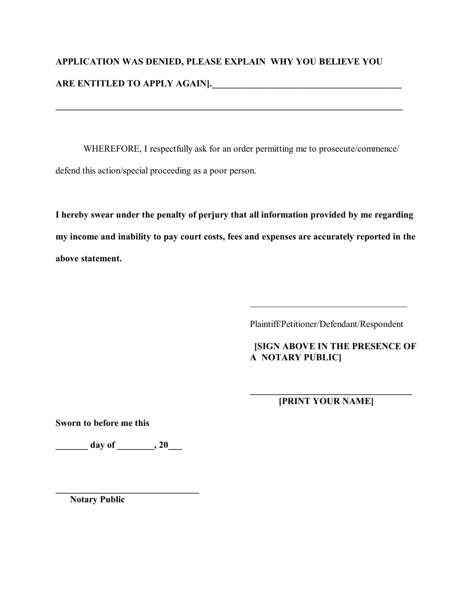 Affidavit in Support Application to Proceed as a Poor Person - New York, Page 4