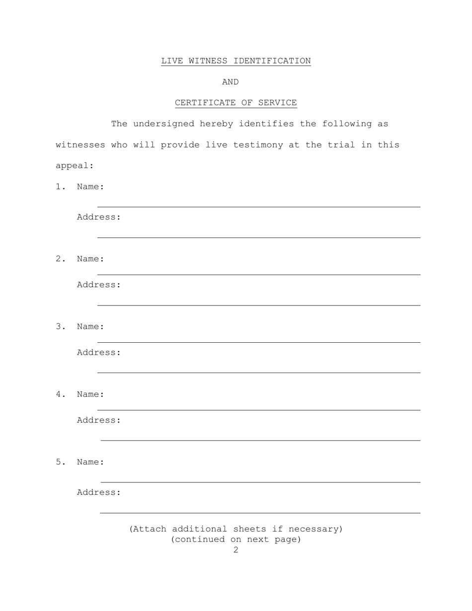 Live Witness Identification and Certificate of Service - Hawaii, Page 2