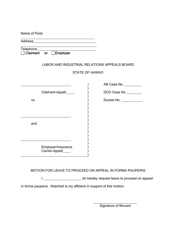 Document preview: Motion for Leave to Proceed on Appeal in Forma Pauperis - Hawaii