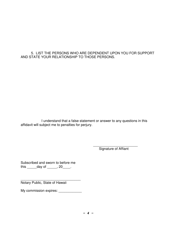 Affidavit in Support of Motion for Leave to Proceed on Appeal in Forma Pauperis - Hawaii, Page 4