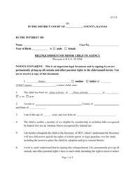 Form 183 Relinquishment of Minor Child to Agency - Kansas