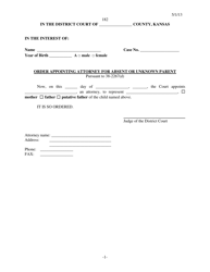 Form 182 Order Appointing Attorney for Absent or Unknown Parent - Kansas