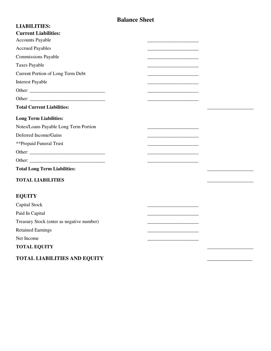 Texas Balance Sheet - Fill Out, Sign Online and Download PDF ...