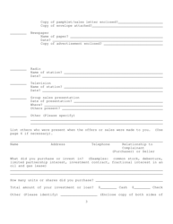 Securities Division Complaint Form - Maryland, Page 3