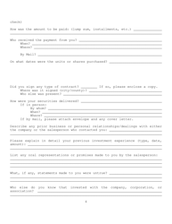 Securities Division Complaint Form - Maryland, Page 4