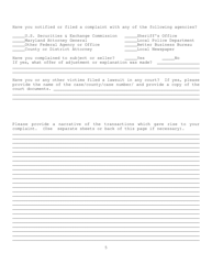 Securities Division Complaint Form - Maryland, Page 5