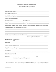 Form DHMH4743A Individual Travel Exception Report Cover Sheet - Maryland, Page 2