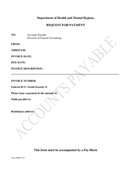 Document preview: Form DHMH4747 Request for Payment - Maryland